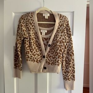 Jessica Simpson Leopard Cropped Cardigan Sweater Size Small